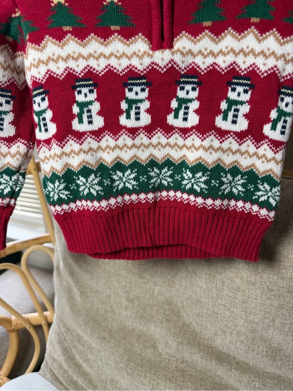 The Children’s Place Toddler Christmas Sweater 2T Snowman Trees 1/4 Zip Pullover